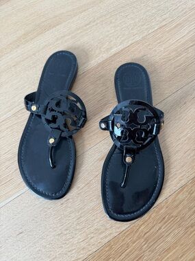 Tory Burch Black Patent Miller Sandals